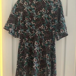 Zara Floral Mini Dress - Black, Green, White
